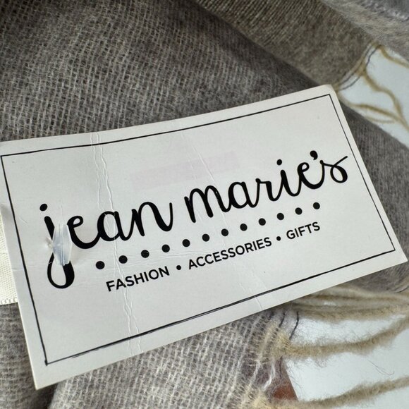 NWT Jean Marie Nordic Print Shawl Scarf One Size Beige Fringe Hem Cozy Travel - Picture 2 of 6